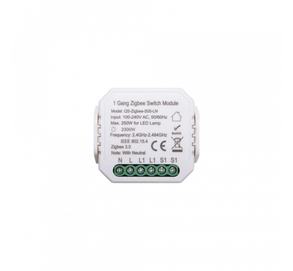 Одноканальный релейный ZigBee модуль QS-Zigbee-S05-LN